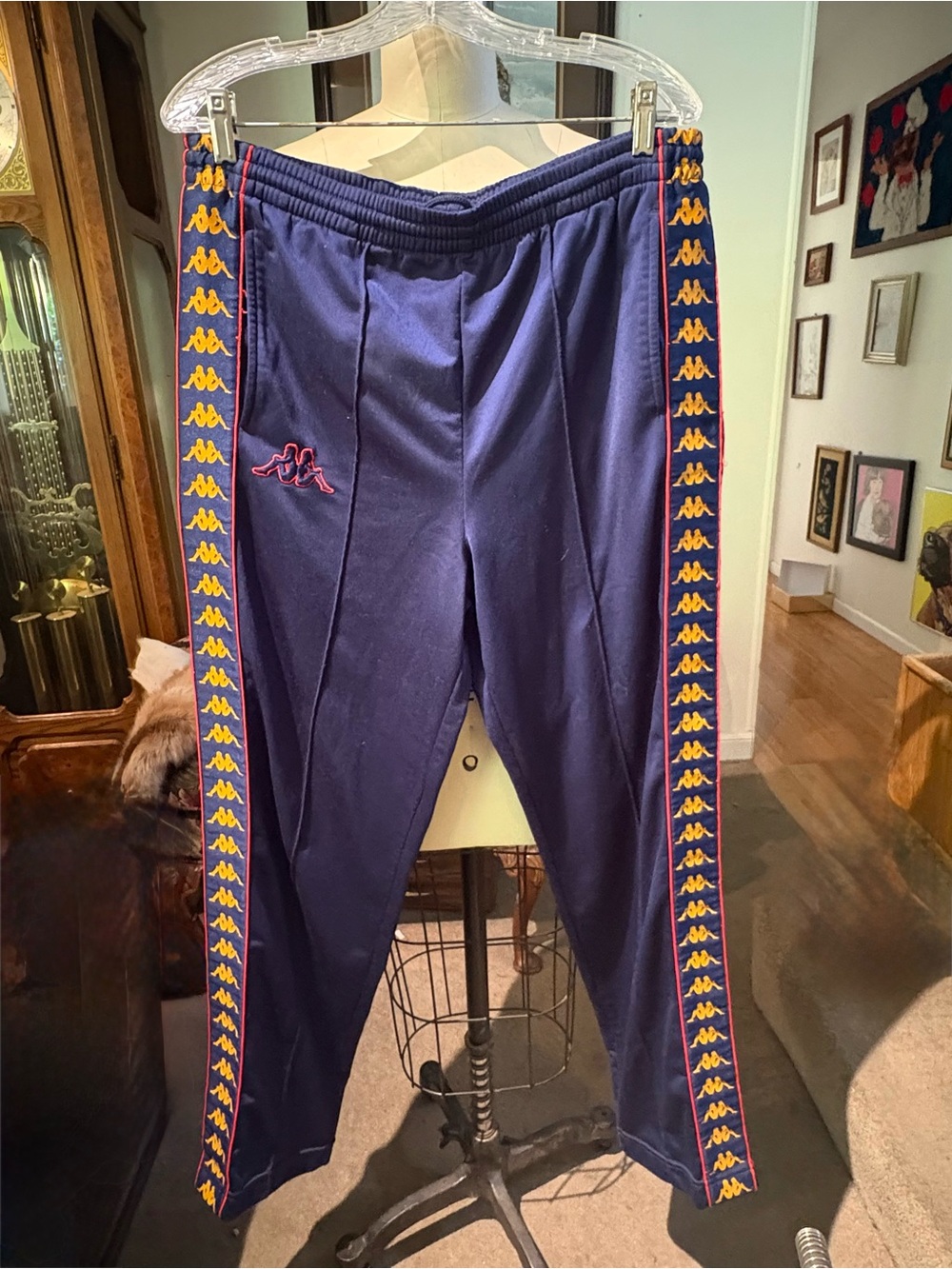 Vintage Kappa Track Pants Navy Logo Joggers Y2K Soccer Large